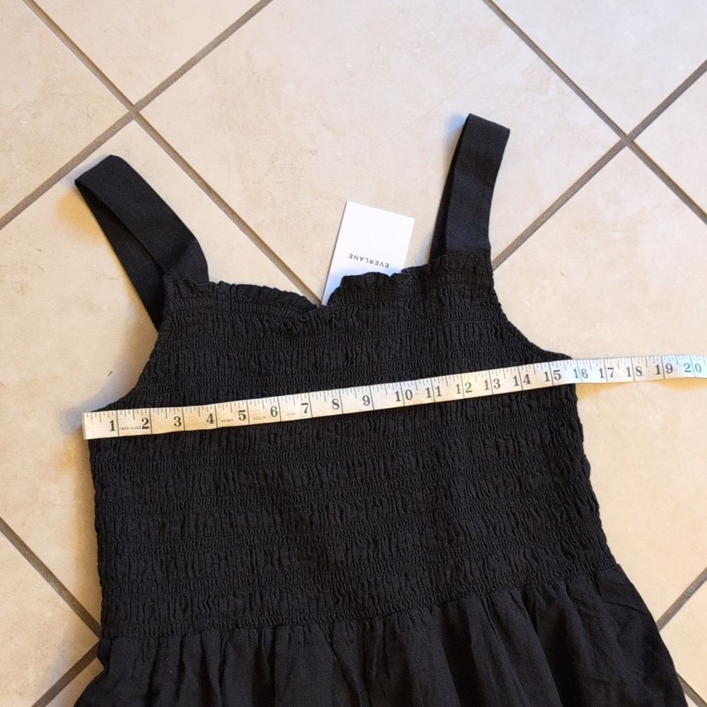 NWT Everlane The Gauze Smock Dress Black Midi Length Square Neck Size L - Picture 9 of 13